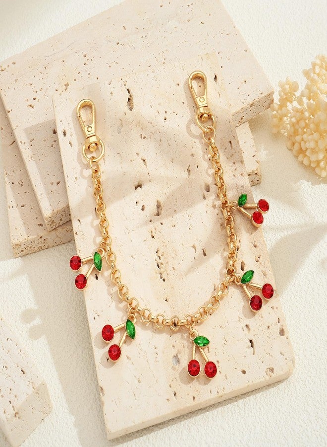 HolidayQbee Cherry Keychain For Women Double Buckle Key Pendant Trendy 14K Gold-Plated Bag Charm Keychain Accessories Car Key Chain Purse Charms Fashion Jewelry - Image 4